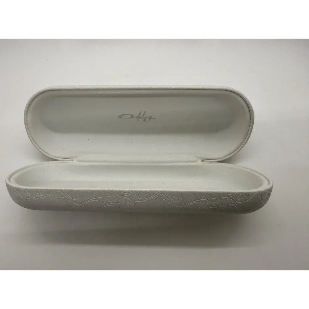 Oakley Signature O Sunglasses Glasses White Clam Shell Hard Case &Cleaning Cloth